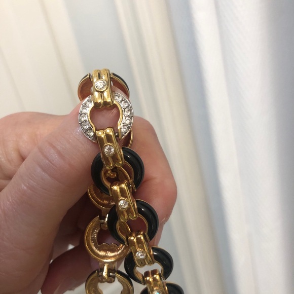 Black Gold w/rhinestones Bracelet! Stunning! Looks feels real! Women Gift! - Picture 8 of 13